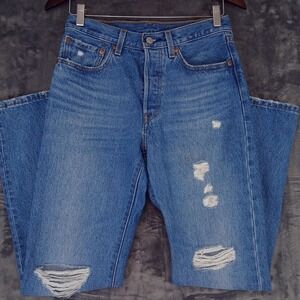 Levis 501 Jeans W 28x30 (Tag 26x30) Button Fly Distressed Straight Leg High Rise
